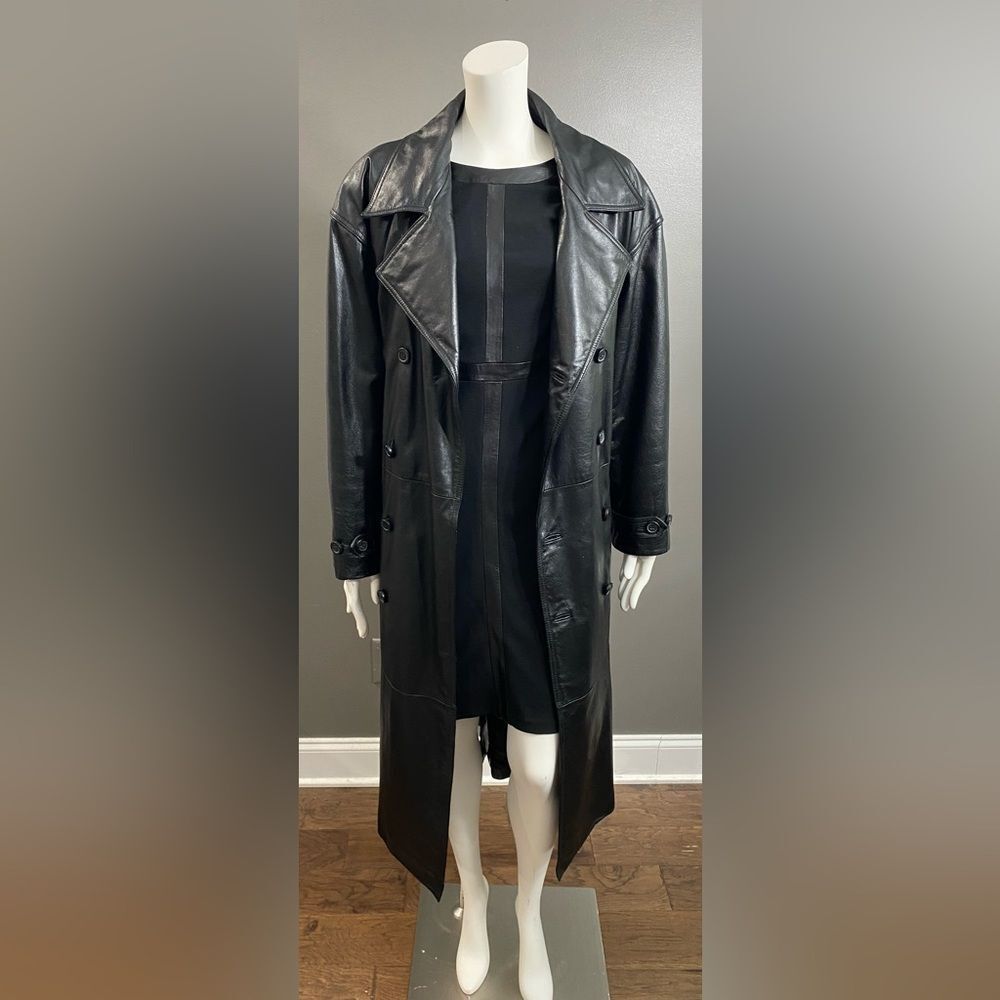 June Long Sleeve Black dress w/Distinctive genuine leather trim detailing Size S - Picture 12 of 12